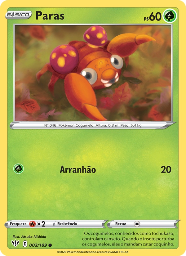 Paras 3 — Escuridão Incandescente (Portuguese Pokémon TCG card)