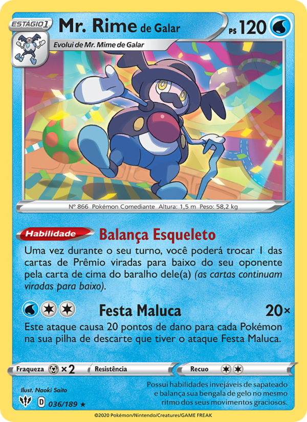 Mr. Rime de Galar 36 — Escuridão Incandescente (Portuguese Pokémon TCG card)