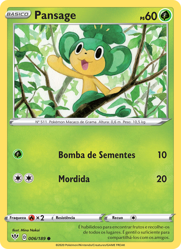 Pansage 6 — Escuridão Incandescente (Portuguese Pokémon TCG card)