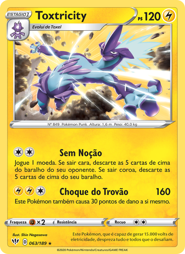 Toxtricity 63 — Escuridão Incandescente (Portuguese Pokémon TCG card)