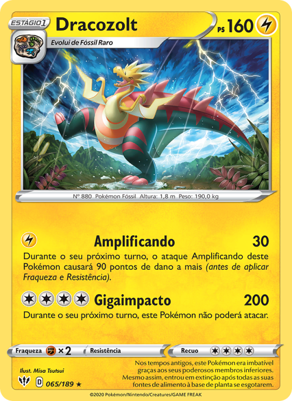 Dracozolt 65 — Escuridão Incandescente (Portuguese Pokémon TCG card)