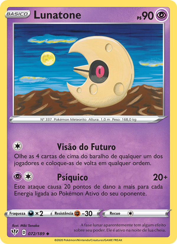 Lunatone 72 — Escuridão Incandescente (Portuguese Pokémon TCG card)