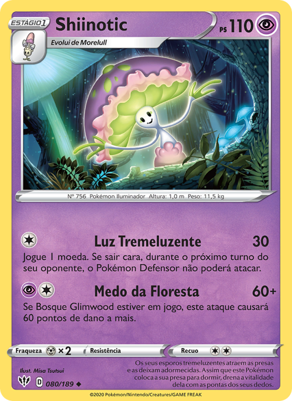 Shiinotic 80 — Escuridão Incandescente (Portuguese Pokémon TCG card)
