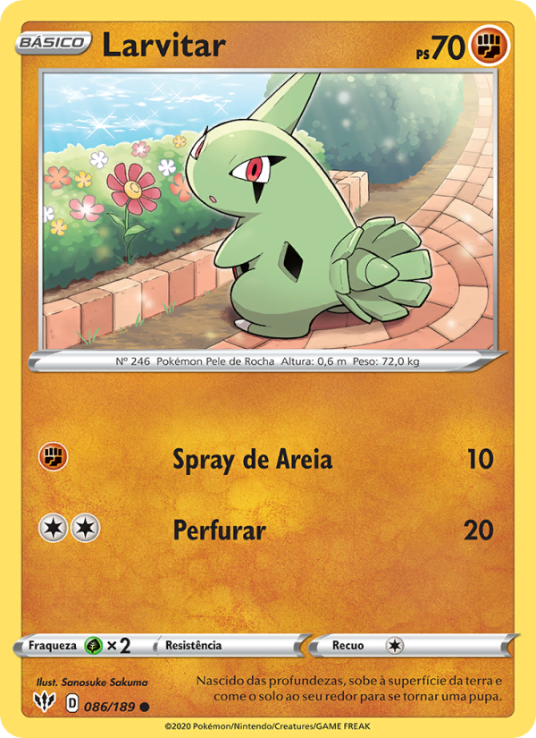 Larvitar 86 — Escuridão Incandescente (Portuguese Pokémon TCG card)