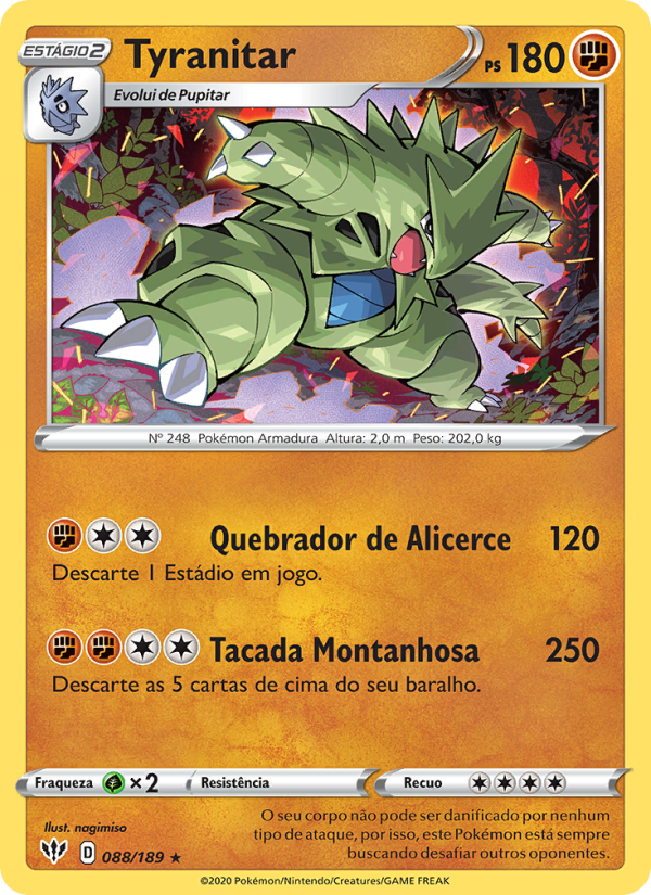 Tyranitar 88 — Escuridão Incandescente (Portuguese Pokémon TCG card)