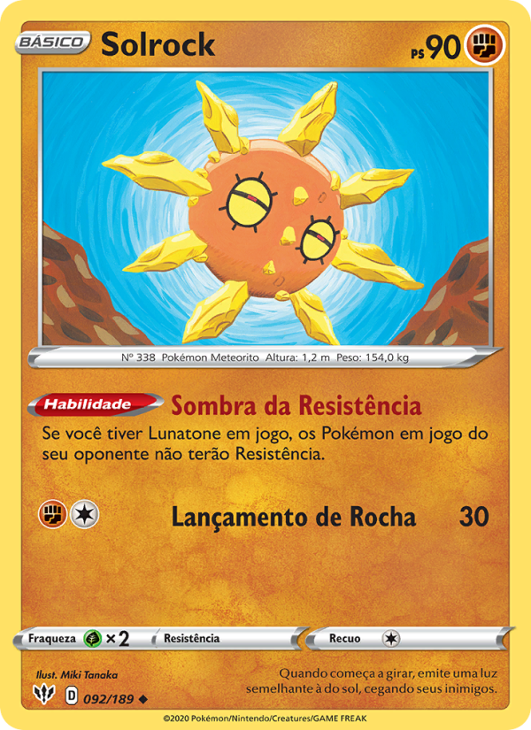 Solrock 92 — Escuridão Incandescente (Portuguese Pokémon TCG card)