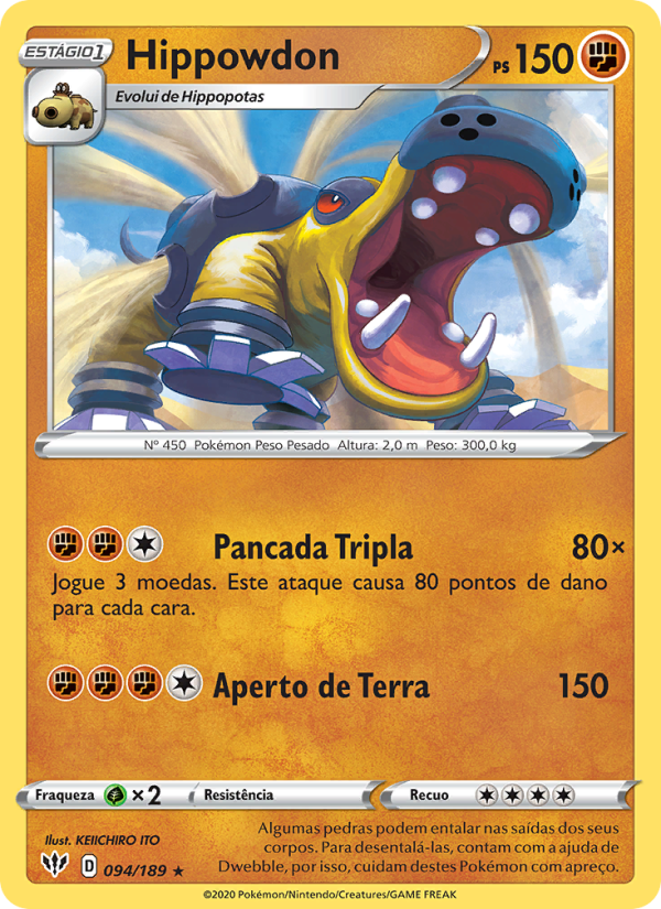Hippowdon 94 — Escuridão Incandescente (Portuguese Pokémon TCG card)