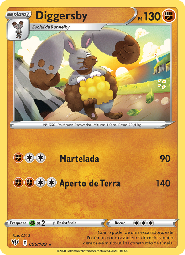 Diggersby 96 — Escuridão Incandescente (Portuguese Pokémon TCG card)