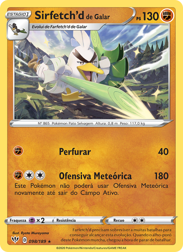 Sirfetch'd de Galar 98 — Escuridão Incandescente (Portuguese Pokémon TCG card)