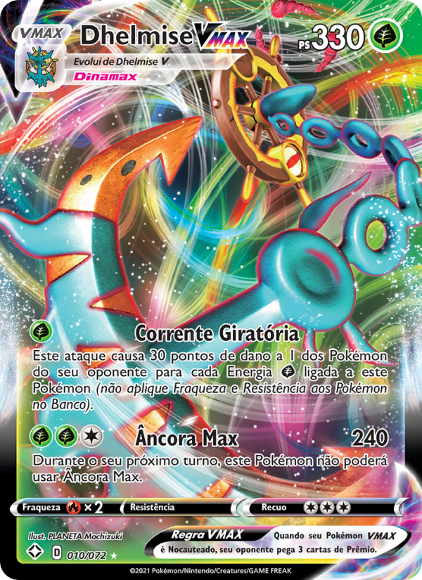 Dhelmise VMAX 10 — Destinos Brilhantes (Portuguese Pokémon TCG card)