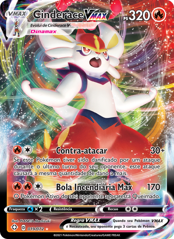 Cinderace VMAX 19 — Destinos Brilhantes (Portuguese Pokémon TCG card)