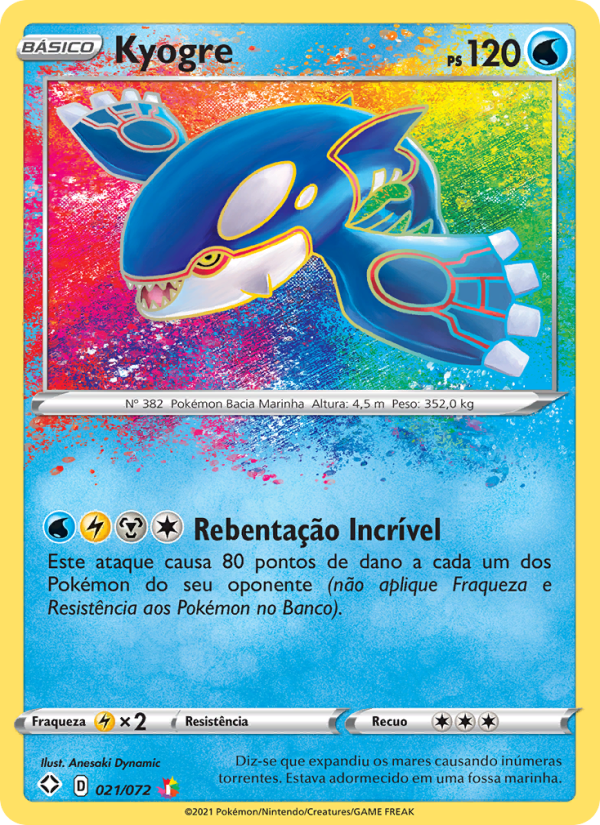 Kyogre 21 — Glänzendes Schicksal (Portuguese Pokémon TCG card)