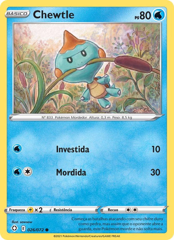 Chewtle 26 — Destinos Brilhantes (Portuguese Pokémon TCG card)
