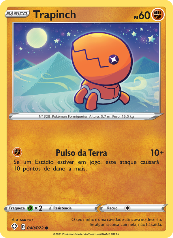 Trapinch 40 — Destinos Brilhantes  (Portuguese Pokémon TCG card)