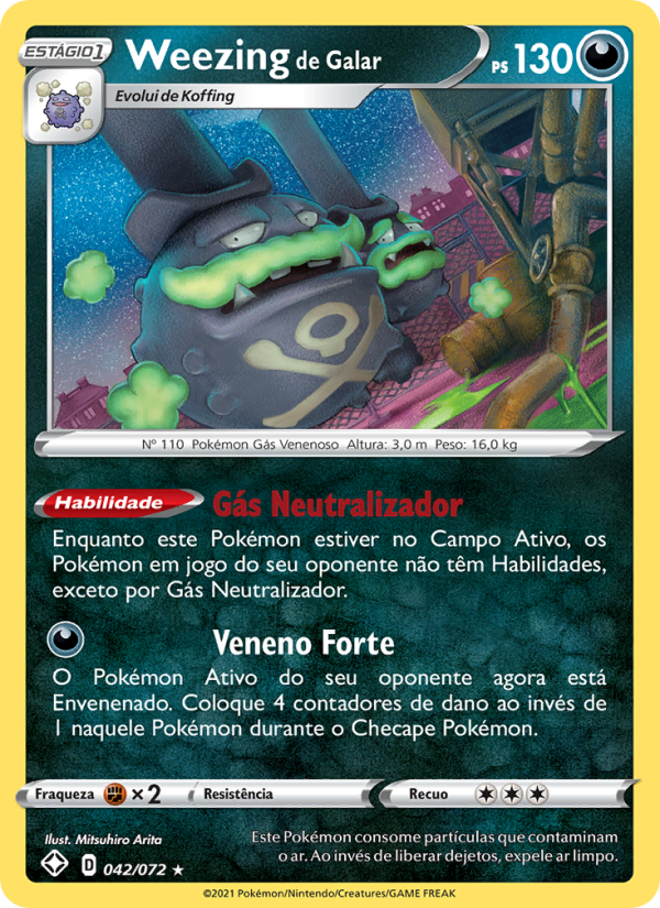 Weezing de Galar 42 — Destinos Brilhantes (Portuguese Pokémon TCG card)