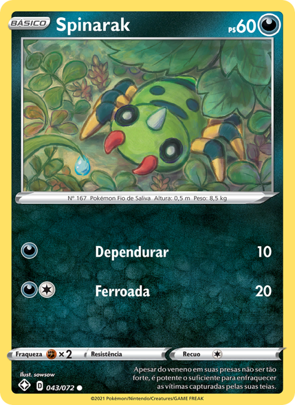Spinarak 43 — Destinos Brilhantes (Portuguese Pokémon TCG card)