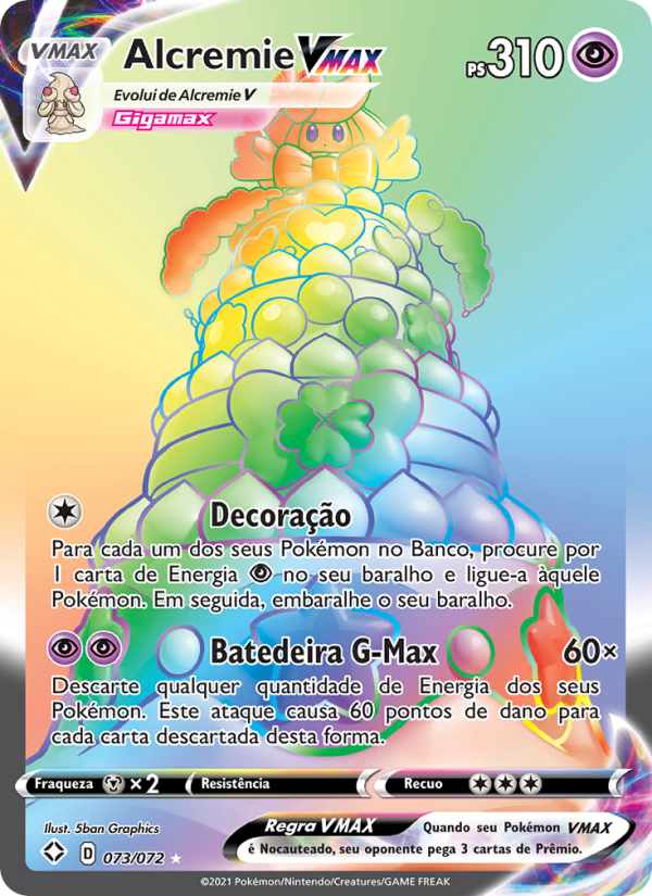 Alcremie VMAX 73 — Destinos Brilhantes (Portuguese Pokémon TCG card)