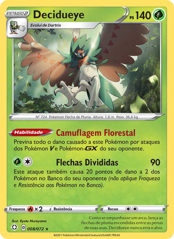 Decidueye 8 — Destinos Brilhantes (Portuguese Pokémon TCG card)