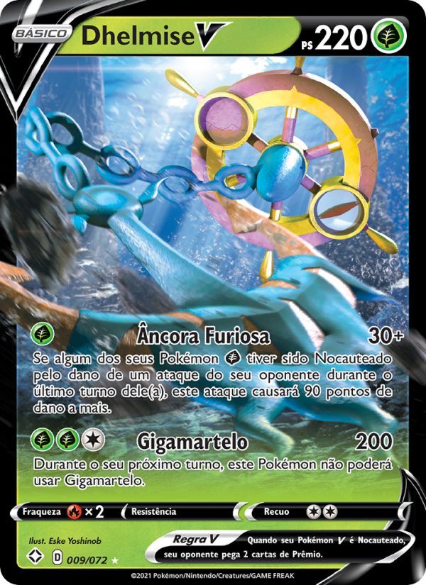 Dhelmise V 9 — Destinos Brilhantes (Portuguese Pokémon TCG card)