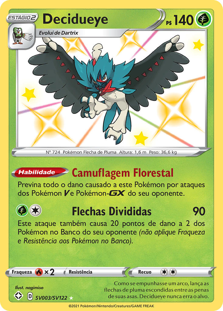 Decidueye SV003 — Destinos Brilhantes Cofre Brilhante (Portuguese Pokémon TCG card)