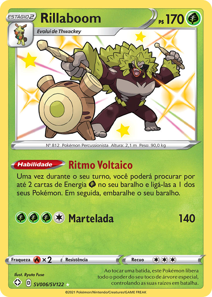 Rillaboom SV006 — Destinos Brilhantes Cofre Brilhante (Portuguese Pokémon TCG card)