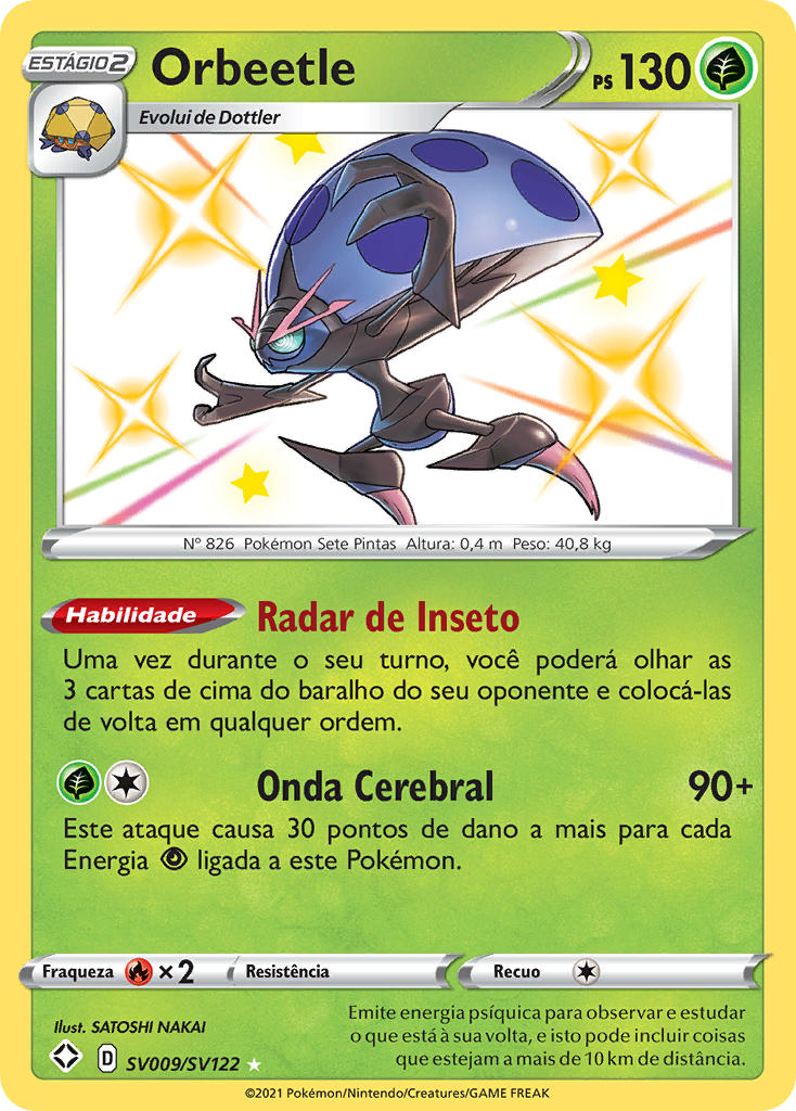 Orbeetle SV009 — Destinos Brilhantes Cofre Brilhante (Portuguese Pokémon TCG card)