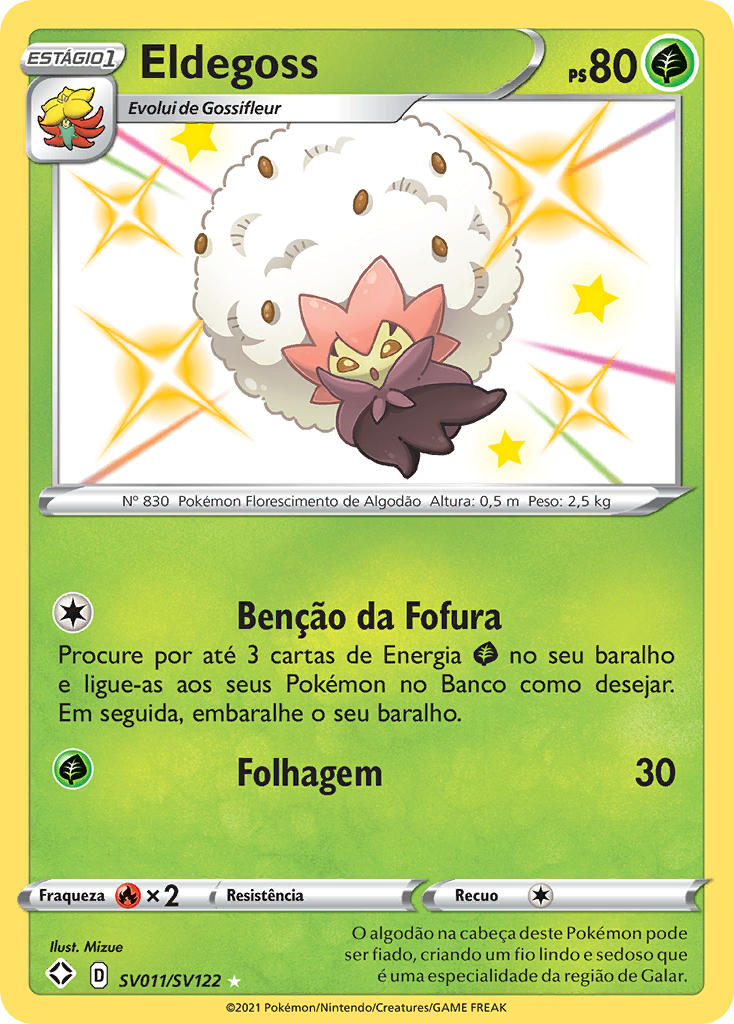 Eldegoss SV011 — Destinos Brilhantes Cofre Brilhante (Portuguese Pokémon TCG card)