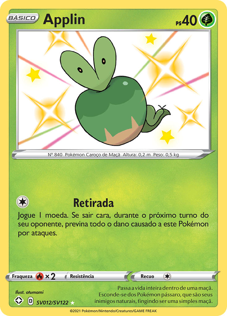 Applin SV012 — Destinos Brilhantes Cofre Brilhante (Portuguese Pokémon TCG card)