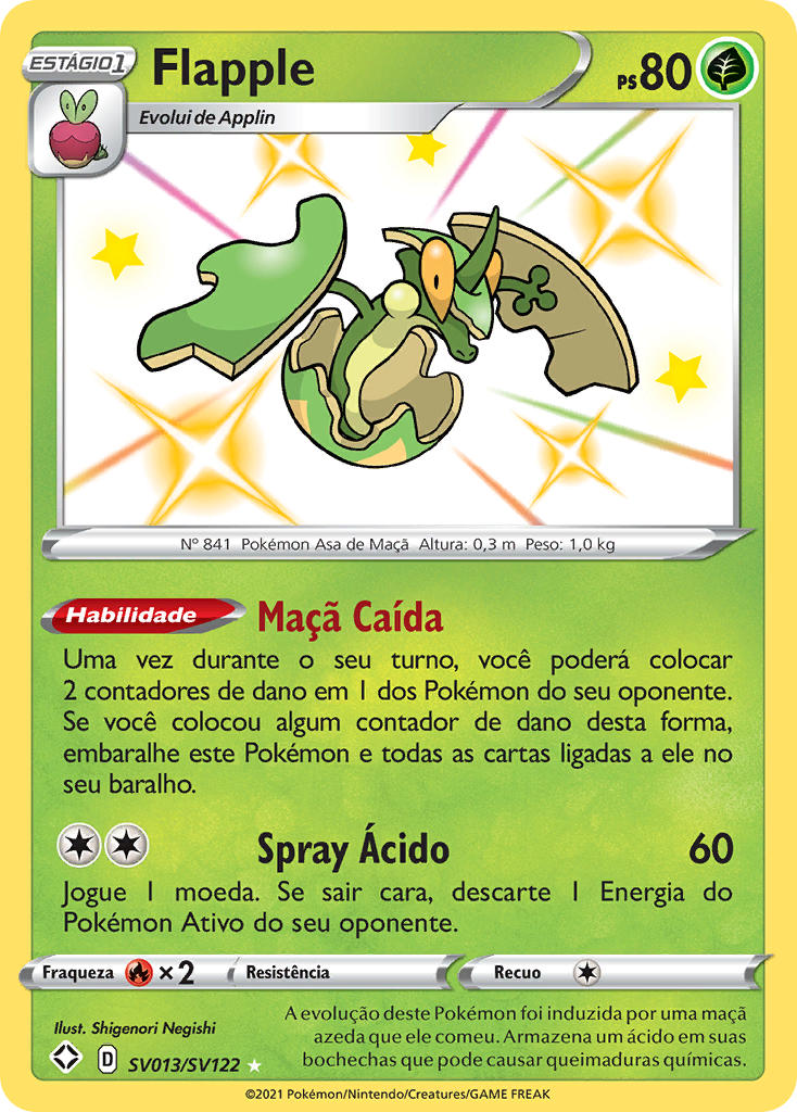 Flapple SV013 — Destinos Brilhantes Cofre Brilhante (Portuguese Pokémon TCG card)