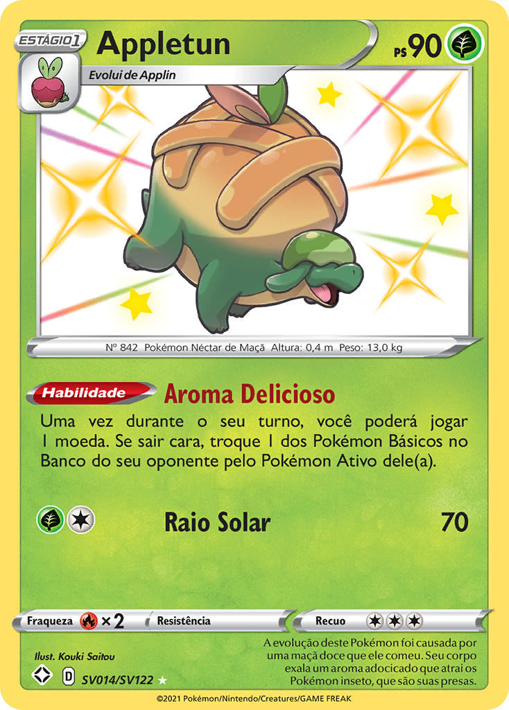 Appletun SV014 — Destinos Brilhantes Cofre Brilhante (Portuguese Pokémon TCG card)