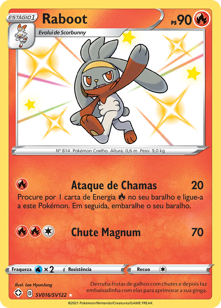 Raboot SV016 — Destinos Brilhantes Cofre Brilhante (Portuguese Pokémon TCG card)