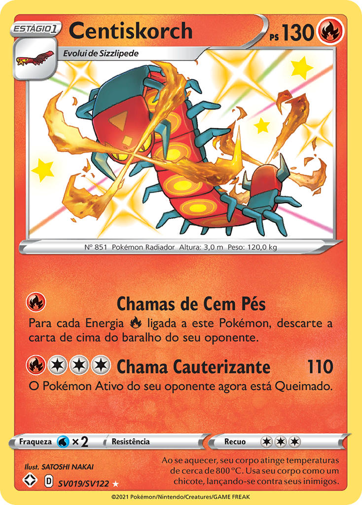Centiskorch SV019 — Destinos Brilhantes Cofre Brilhante (Portuguese Pokémon TCG card)