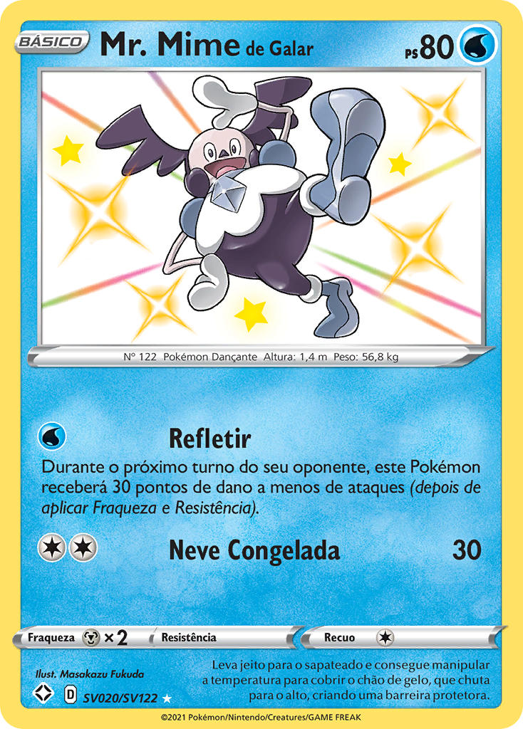 Mr. Mime de Galar SV020 — Destinos Brilhantes Cofre Brilhante (Portuguese Pokémon TCG card)