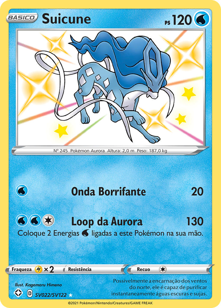 Suicune SV022 — Destinos Brilhantes Cofre Brilhante (Portuguese Pokémon TCG card)
