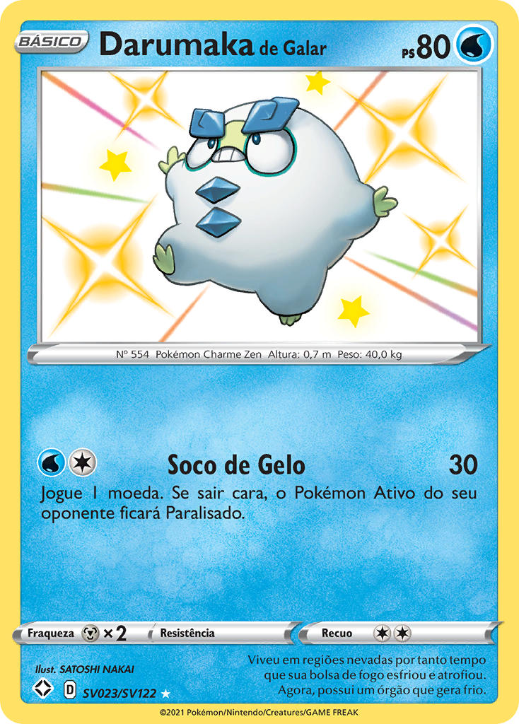 Darumaka de Galar SV023 — Destinos Brilhantes Cofre Brilhante (Portuguese Pokémon TCG card)