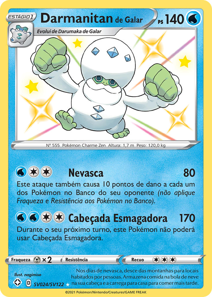 Darmanitan de Galar SV024 — Destinos Brilhantes Cofre Brilhante (Portuguese Pokémon TCG card)