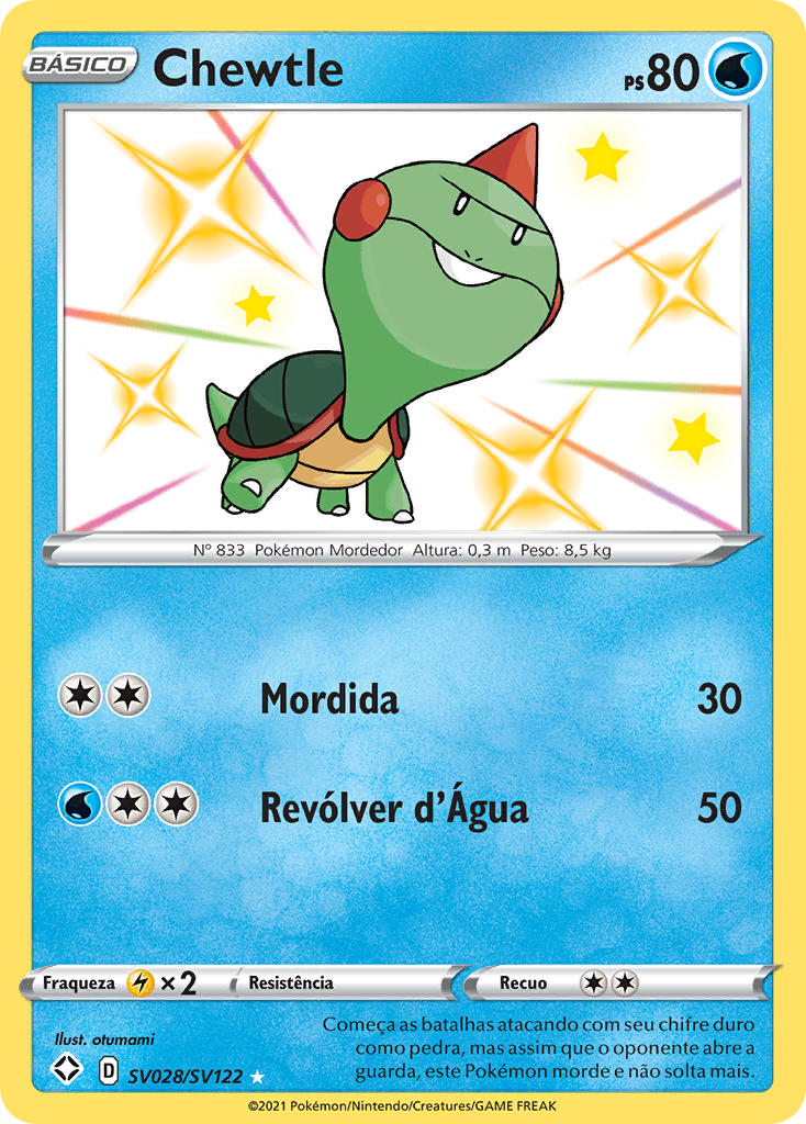 Chewtle SV028 — Destinos Brilhantes Cofre Brilhante (Portuguese Pokémon TCG card)