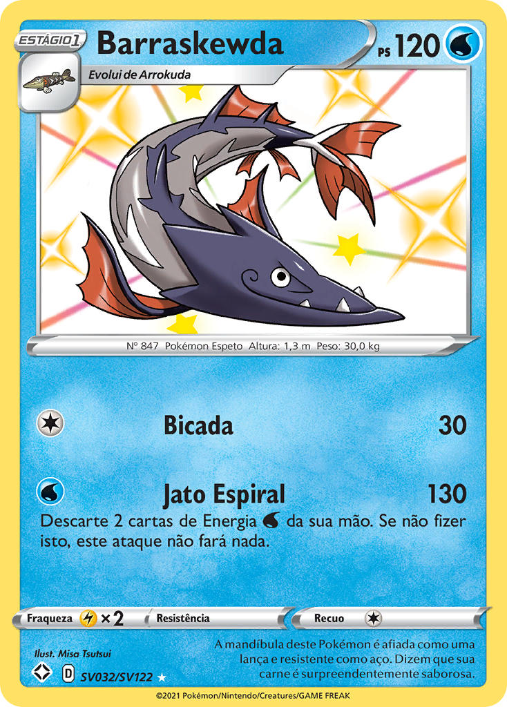 Barraskewda SV032 — Destinos Brilhantes Cofre Brilhante (Portuguese Pokémon TCG card)