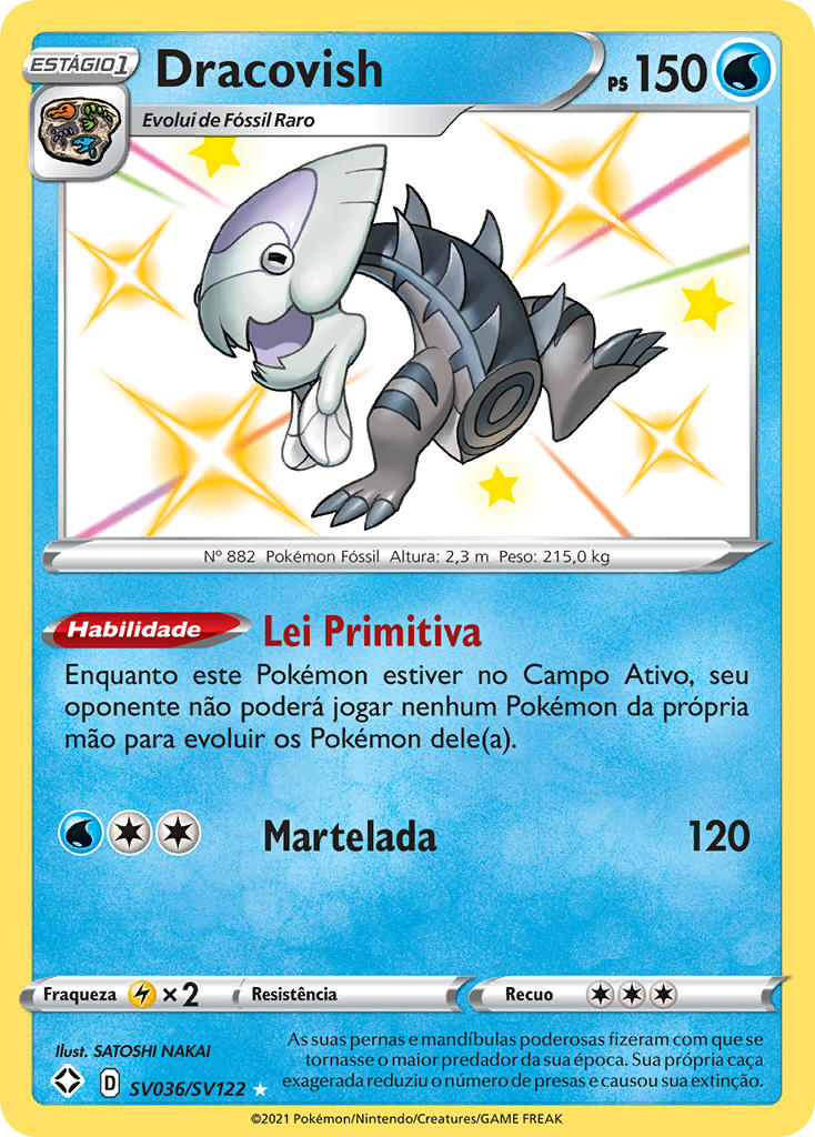 Dracovish SV036 — Destinos Brilhantes Cofre Brilhante (Portuguese Pokémon TCG card)