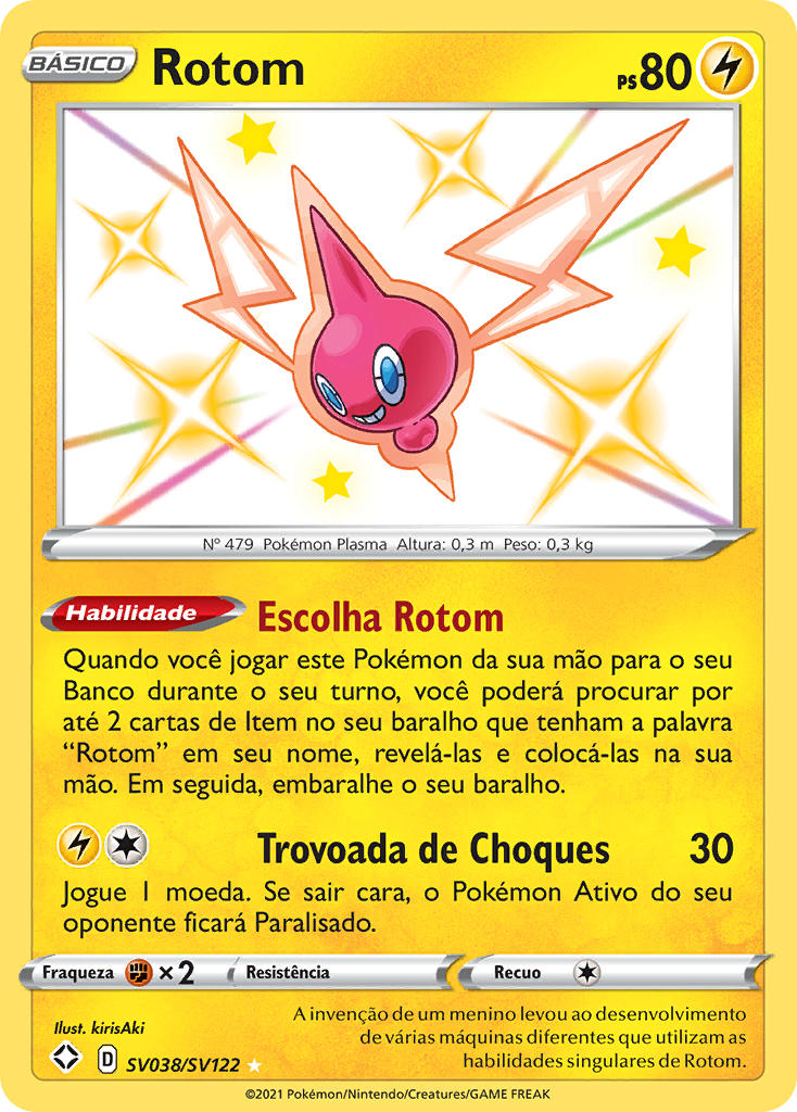 Rotom SV038 — Destinos Brilhantes Cofre Brilhante (Portuguese Pokémon TCG card)