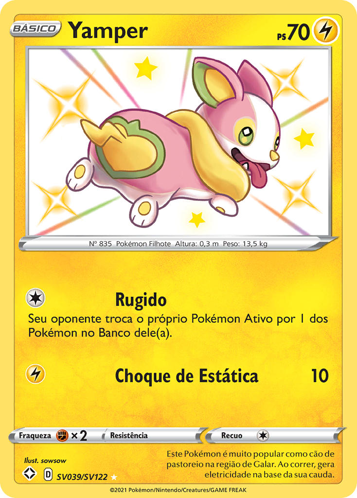 Yamper SV039 — Destinos Brilhantes Cofre Brilhante (Portuguese Pokémon TCG card)