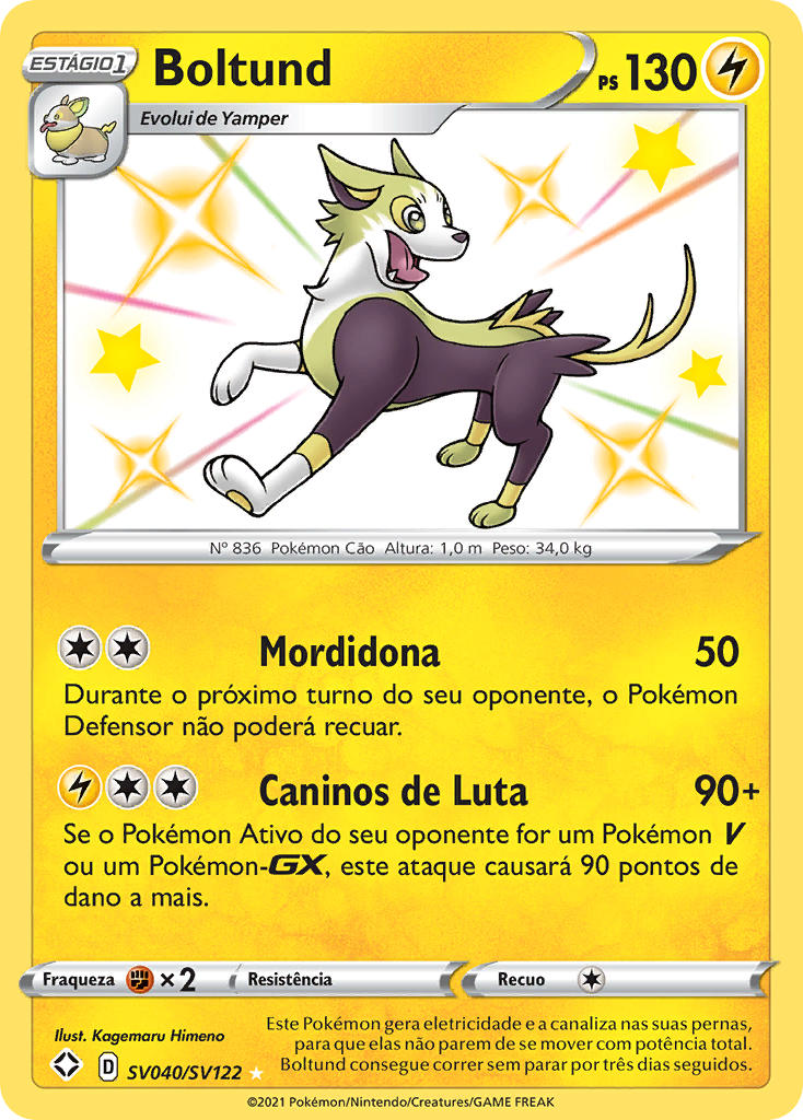Boltund SV040 — Destinos Brilhantes Cofre Brilhante (Portuguese Pokémon TCG card)