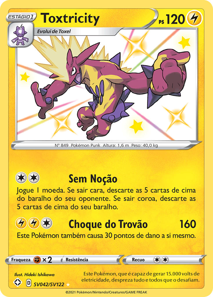 Toxtricity SV042 — Destinos Brilhantes Cofre Brilhante (Portuguese Pokémon TCG card)