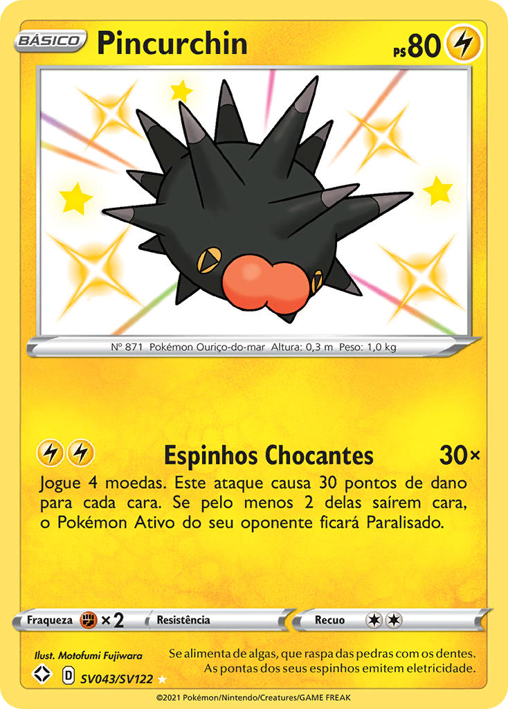 Pincurchin SV043 — Destinos Brilhantes Cofre Brilhante (Portuguese Pokémon TCG card)