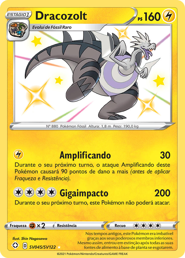 Dracozolt SV045 — Destinos Brilhantes Cofre Brilhante (Portuguese Pokémon TCG card)
