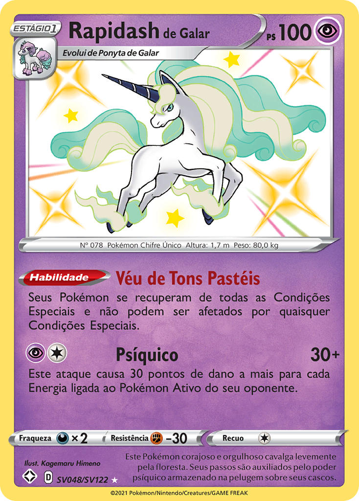 Rapidash de Galar SV048 — Destinos Brilhantes Cofre Brilhante (Portuguese Pokémon TCG card)