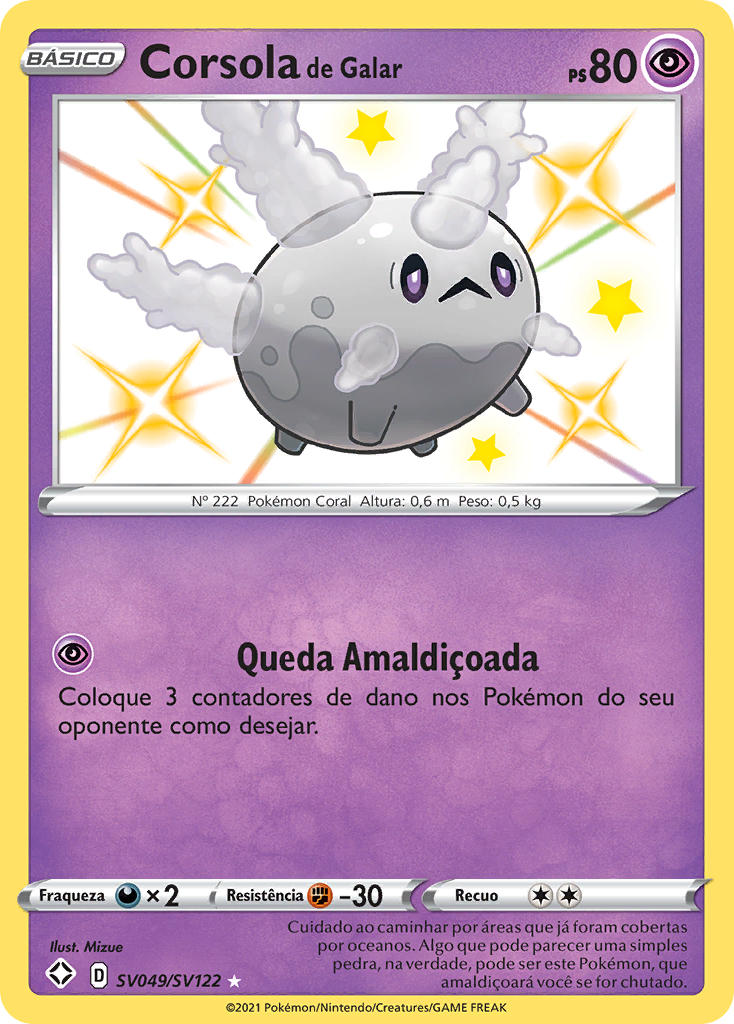 Corsola de Galar SV049 — Destinos Brilhantes Cofre Brilhante (Portuguese Pokémon TCG card)