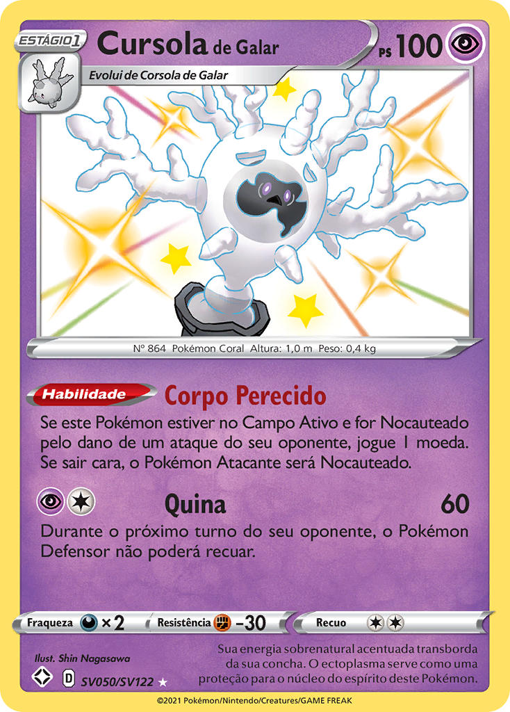 Cursola de Galar SV050 — Destinos Brilhantes Cofre Brilhante (Portuguese Pokémon TCG card)