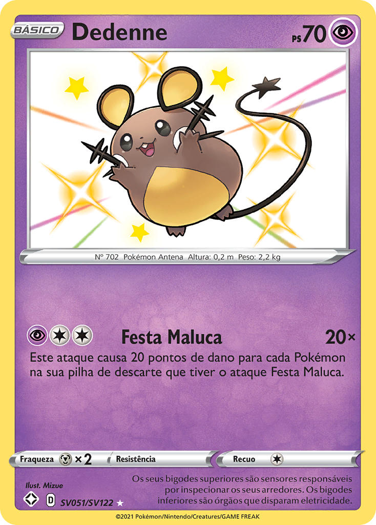 Dedenne SV051 — Destinos Brilhantes Cofre Brilhante (Portuguese Pokémon TCG card)