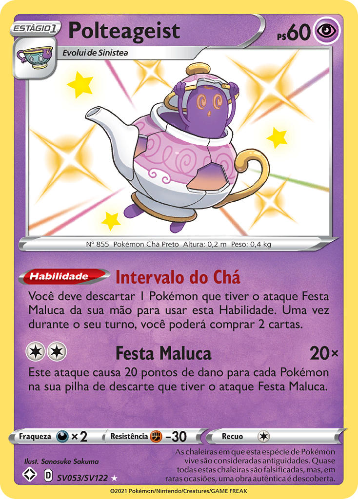Polteageist SV053 — Destinos Brilhantes Cofre Brilhante (Portuguese Pokémon TCG card)